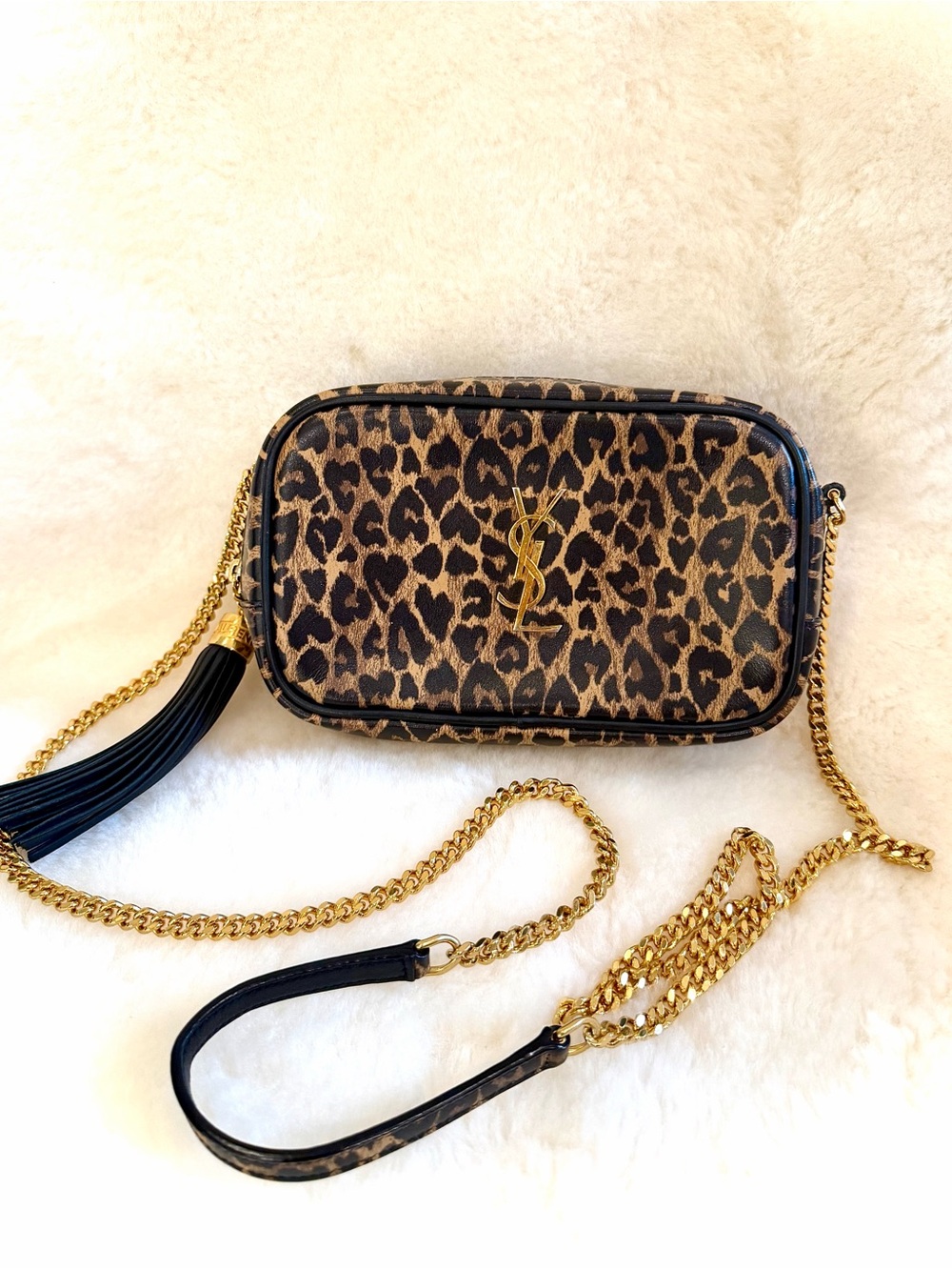RARE🔥YSL camera bag shoulder bag leopard print crossbody Saint LaurenT mini Lou
